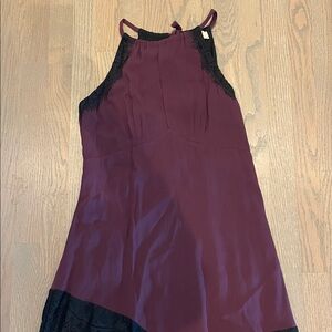 Anthropologie Deep Burgundy Slip with Black Lace